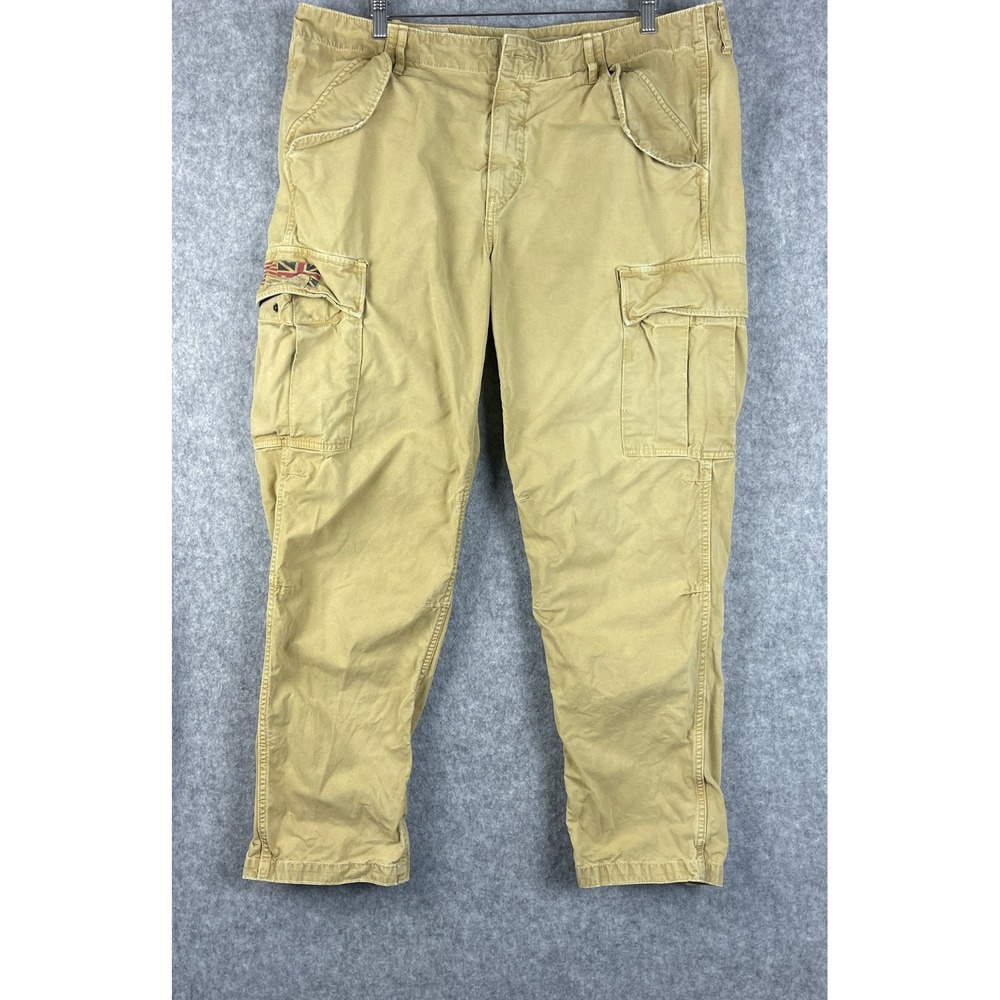 VTG Ralph Lauren Denim Supply Cargo Pants Mens 38x30 Beige Military Y2K FLAWS